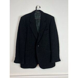Vintage Sasson Boiled Wool Black Men’s Sport Coat Blazer Warm Retro Capsule 40R